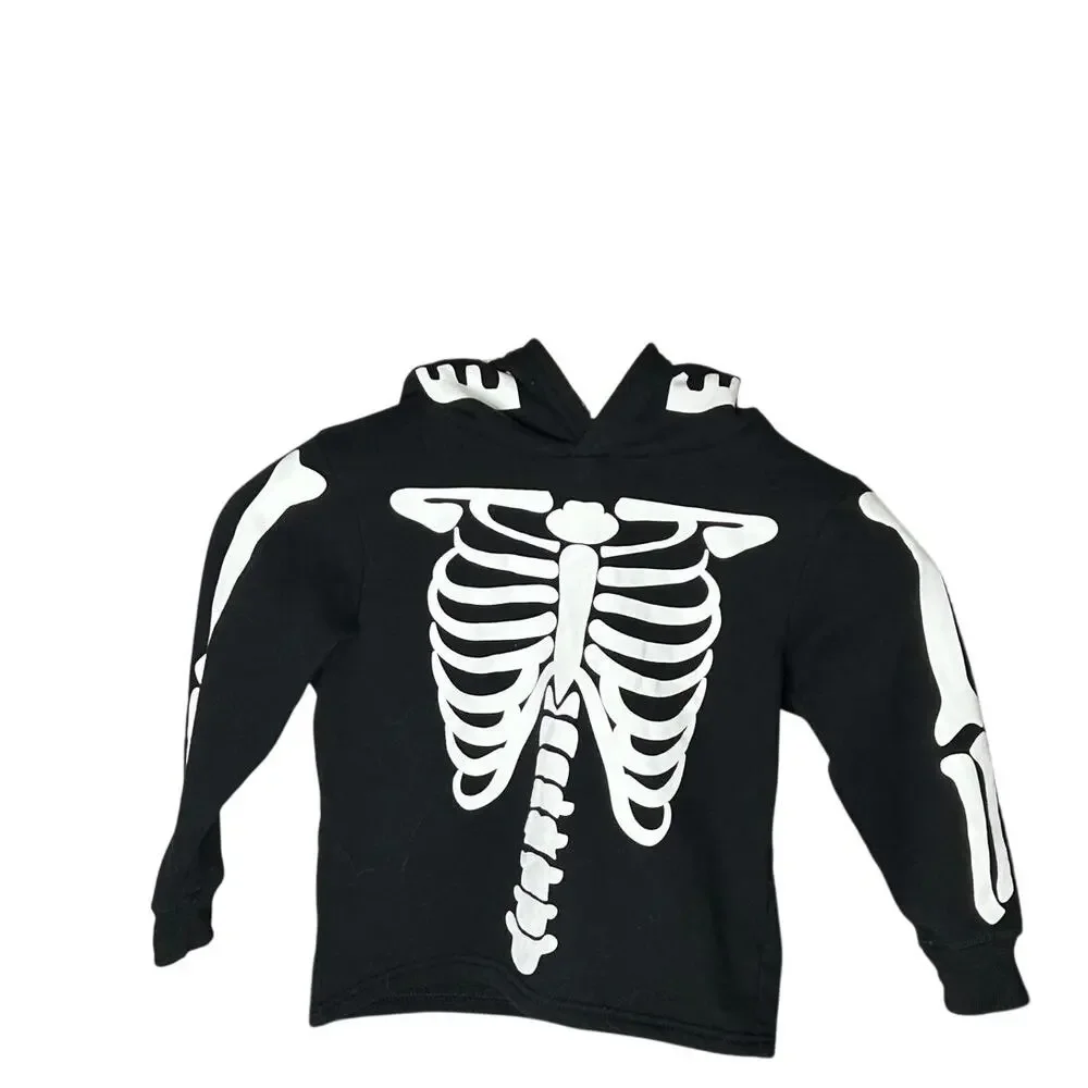 H & M size 3/4 T Halloween Printed Skeleton Pullover Hoodie